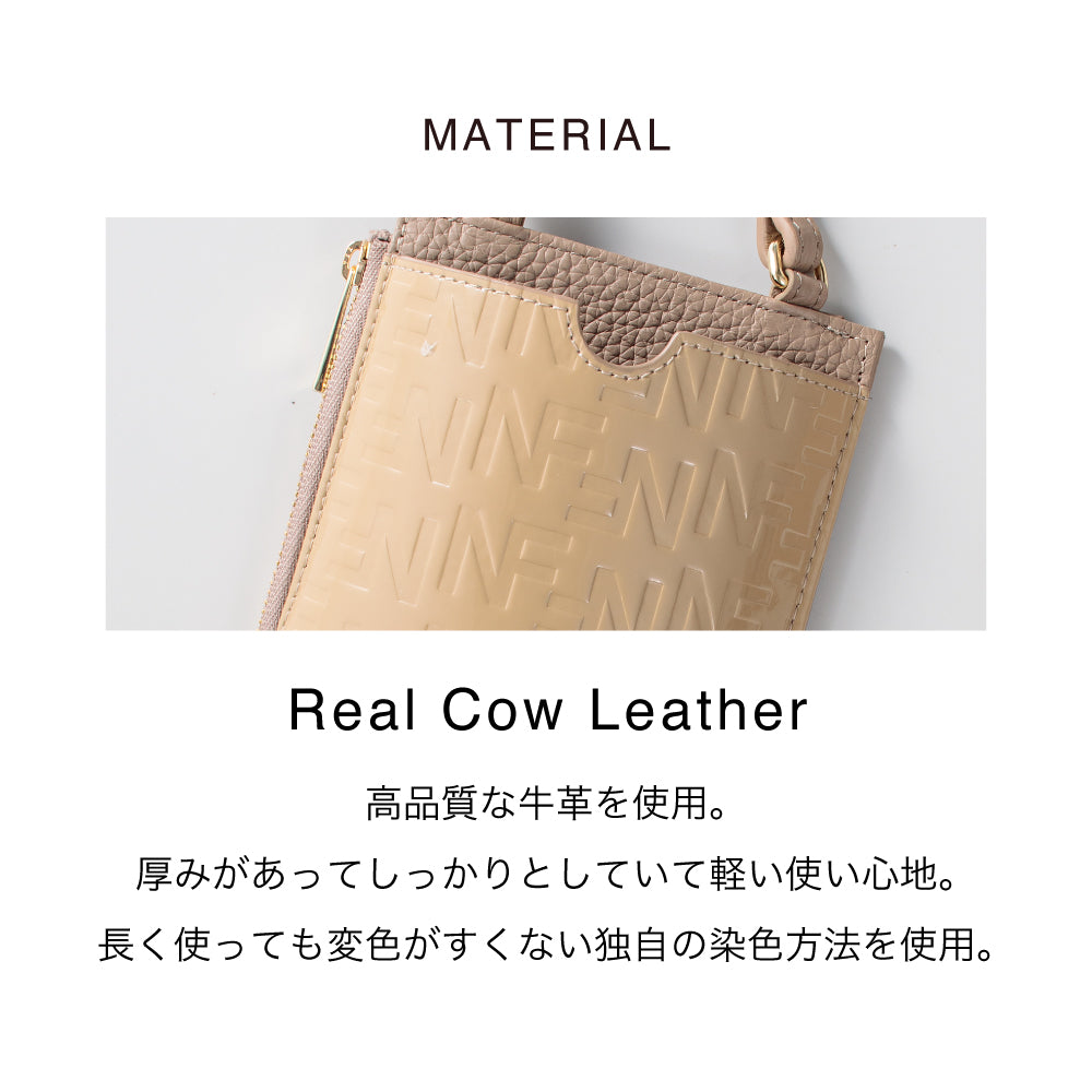 Ella ウォレット機能付き本革スマホショルダー ジュエリーエンボス