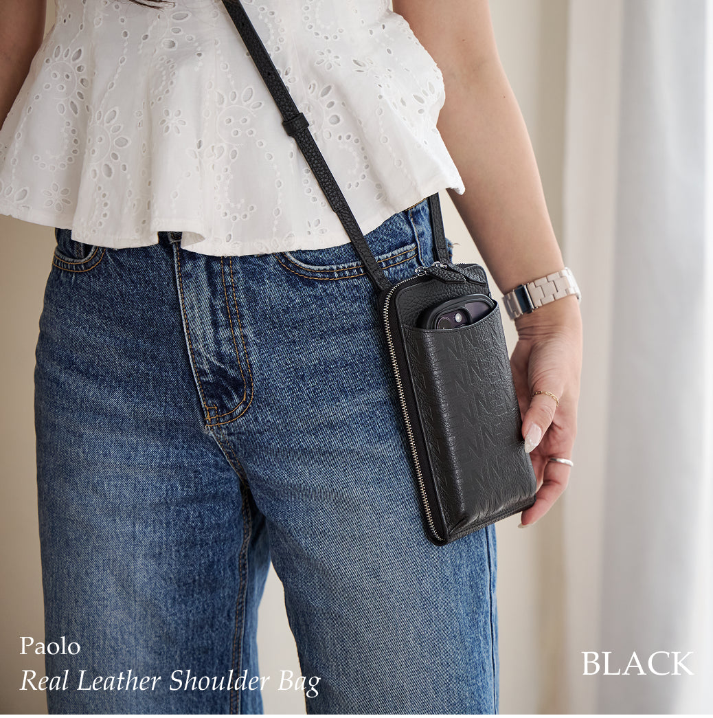 Paolo ウォレット機能付き本革スマホショルダー ナチュラルスキン BAGSDP001